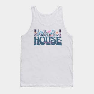 HOUSE MUSIC  - In Full Bloom  (blue/pink/tan) Tank Top